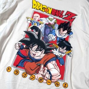 Dragon Ball Z Z-Fighters Graphic Tee Shirt Cream Mens XL Goku Vegeta Anime